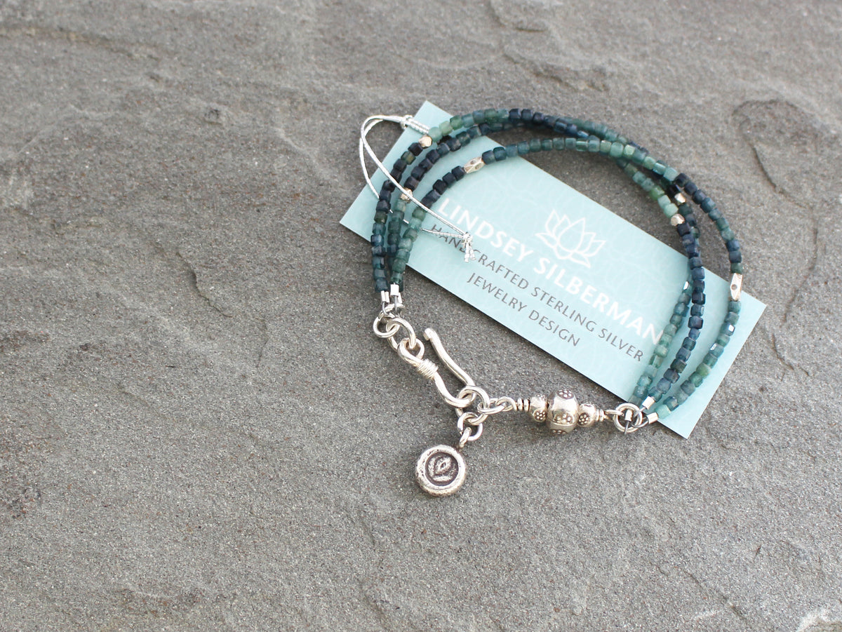 Blue Tourmaline and Hill Tribe Silver Bracelet