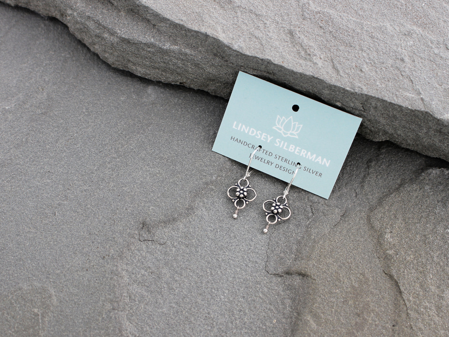 Sterling Silver Flower Earrings on Leverbacks