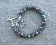 Load image into Gallery viewer, Labradorite Beaded Bracelet with Sterling Toggle