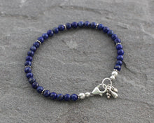 Load image into Gallery viewer, Lapis Lazuli Beaded Bracelet with Sterling Silver