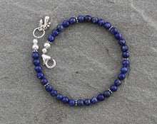 Load image into Gallery viewer, Lapis Lazuli Beaded Bracelet with Sterling Silver