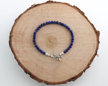 Load image into Gallery viewer, Lapis Lazuli Beaded Bracelet with Sterling Silver