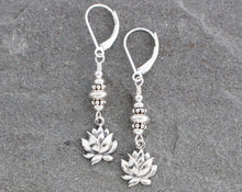 Load image into Gallery viewer, Sterling Silver Lotus Flower Earrings