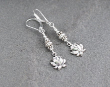 Load image into Gallery viewer, Sterling Silver Lotus Flower Earrings