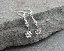 Load image into Gallery viewer, Sterling Silver Lotus Flower Earrings