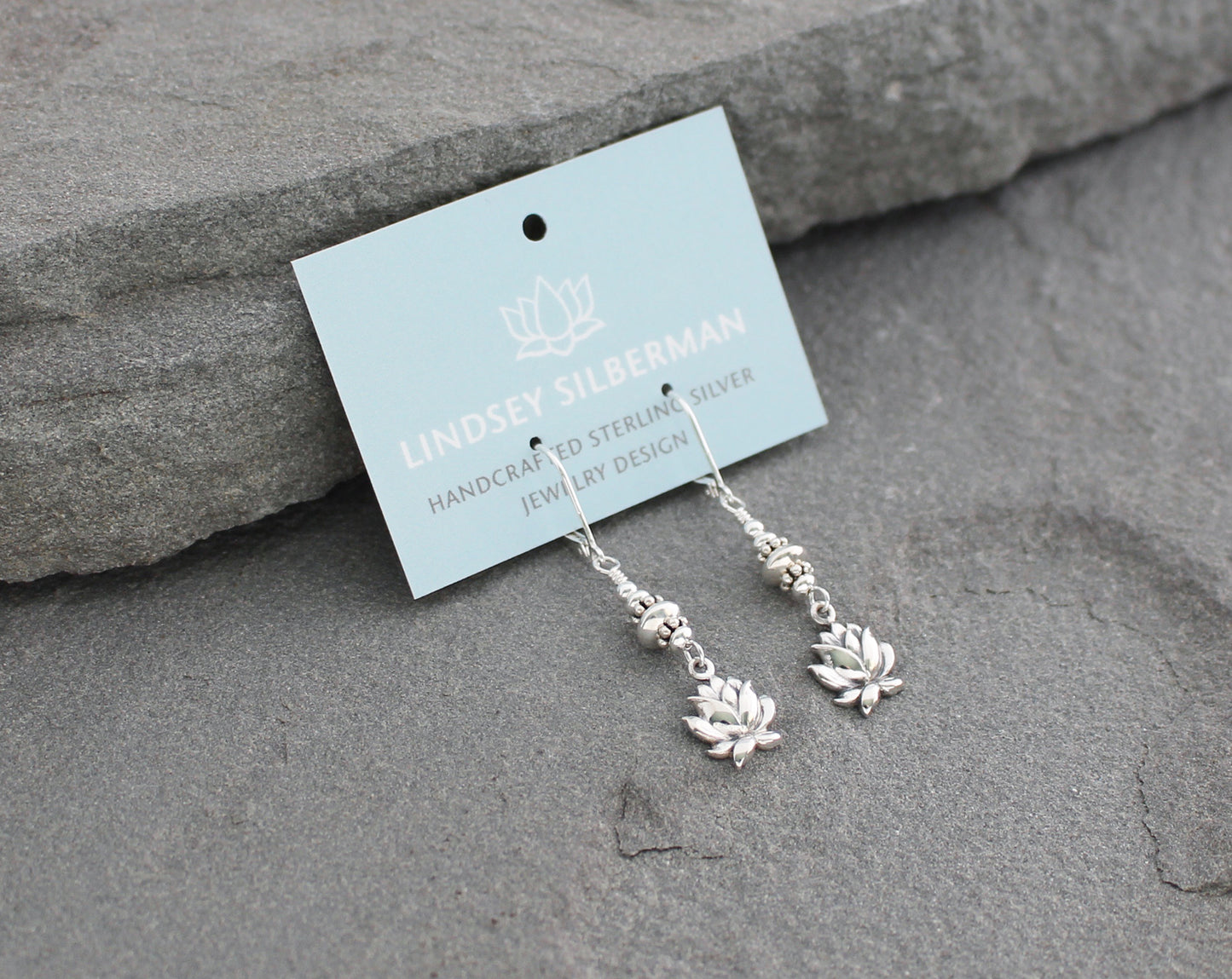 Sterling Silver Lotus Flower Earrings
