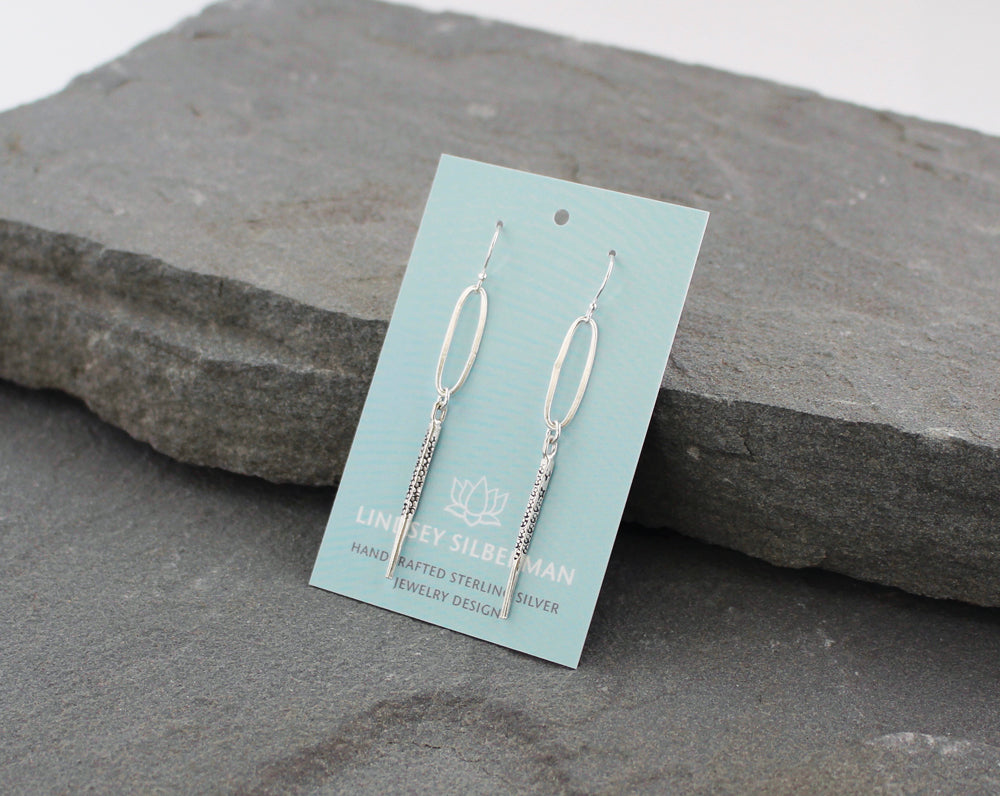 Rustic Thai Silver Hoop and Spike Earrings