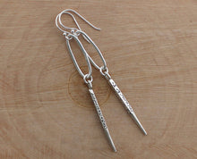Load image into Gallery viewer, Rustic Thai Silver Hoop and Spike Earrings