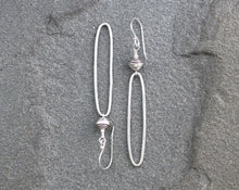 Load image into Gallery viewer, Rustic Thai Silver Oblong Hoop Earrings