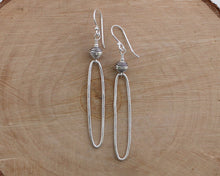 Load image into Gallery viewer, Rustic Thai Silver Oblong Hoop Earrings