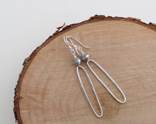 Load image into Gallery viewer, Rustic Thai Silver Oblong Hoop Earrings