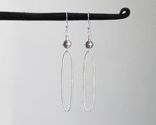 Load image into Gallery viewer, Rustic Thai Silver Oblong Hoop Earrings