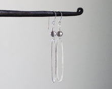 Load image into Gallery viewer, Rustic Thai Silver Oblong Hoop Earrings