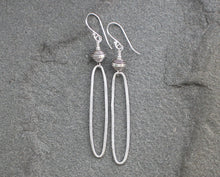 Load image into Gallery viewer, Rustic Thai Silver Oblong Hoop Earrings