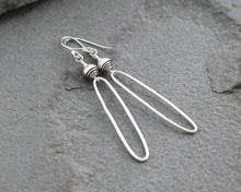 Load image into Gallery viewer, Rustic Thai Silver Oblong Hoop Earrings