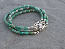 Load image into Gallery viewer, Multi Strand Turquoise and Sterling Silver Bracelet