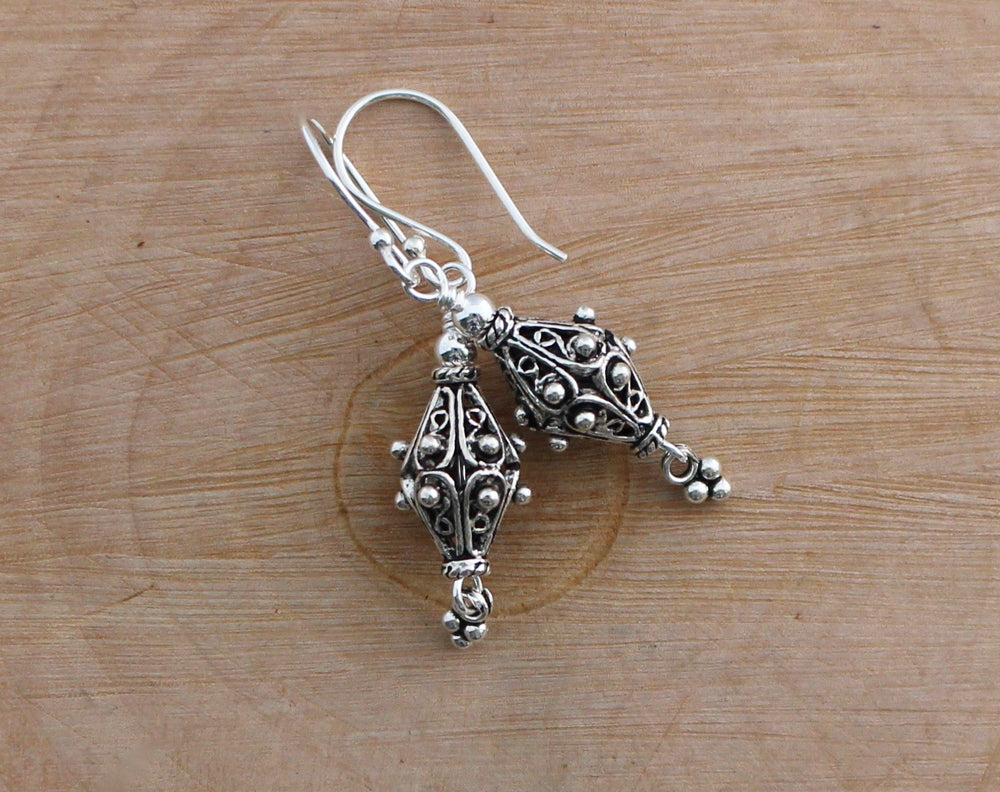 Semi Circle Earrings Filigree Silver plated Dangle Lace factory fan Turkish jewellery KP111B