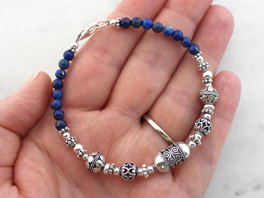 Lapis Lazuli and Sterling Silver Bracelet