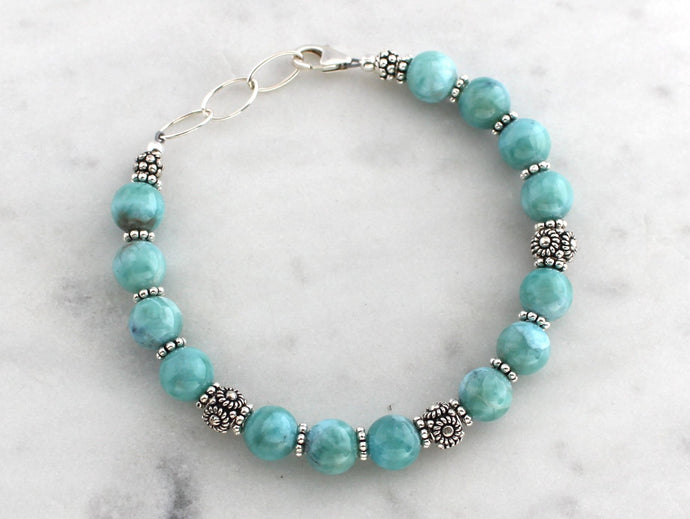 Larimar and Turkish Silver Bracelet