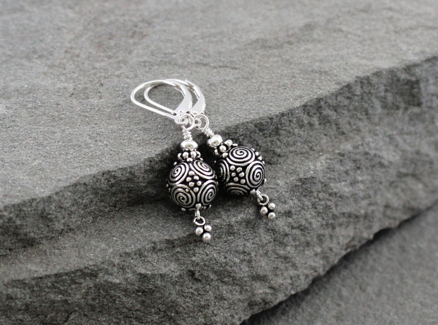 Turkish Silver Spiral Earrings