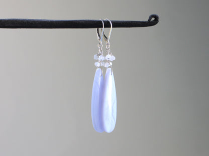 Blue Lace Agate and Moonstone Earrings