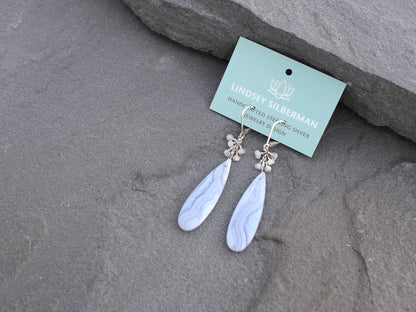 Blue Lace Agate and Moonstone Earrings