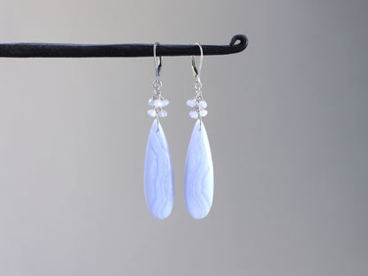 Blue Lace Agate and Moonstone Earrings