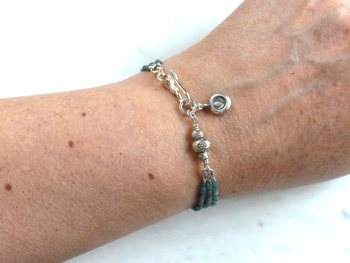 Blue Tourmaline and Hill Tribe Silver Bracelet