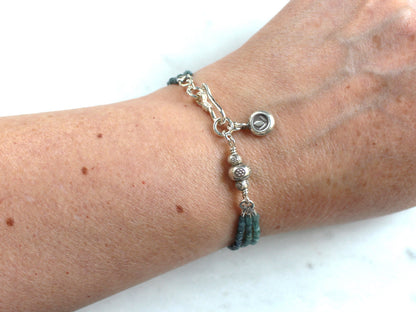 Blue Tourmaline and Hill Tribe Silver Bracelet