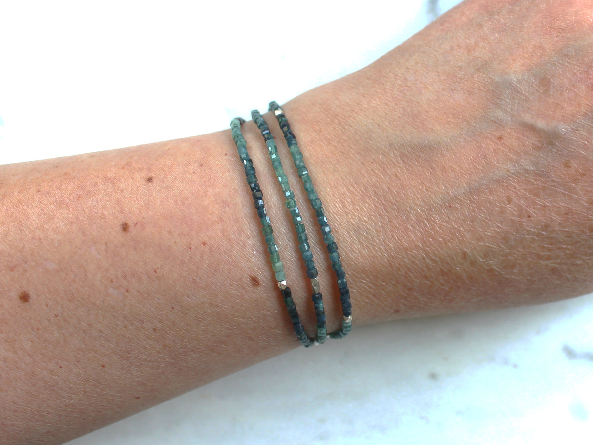 Blue Tourmaline and Hill Tribe Silver Bracelet