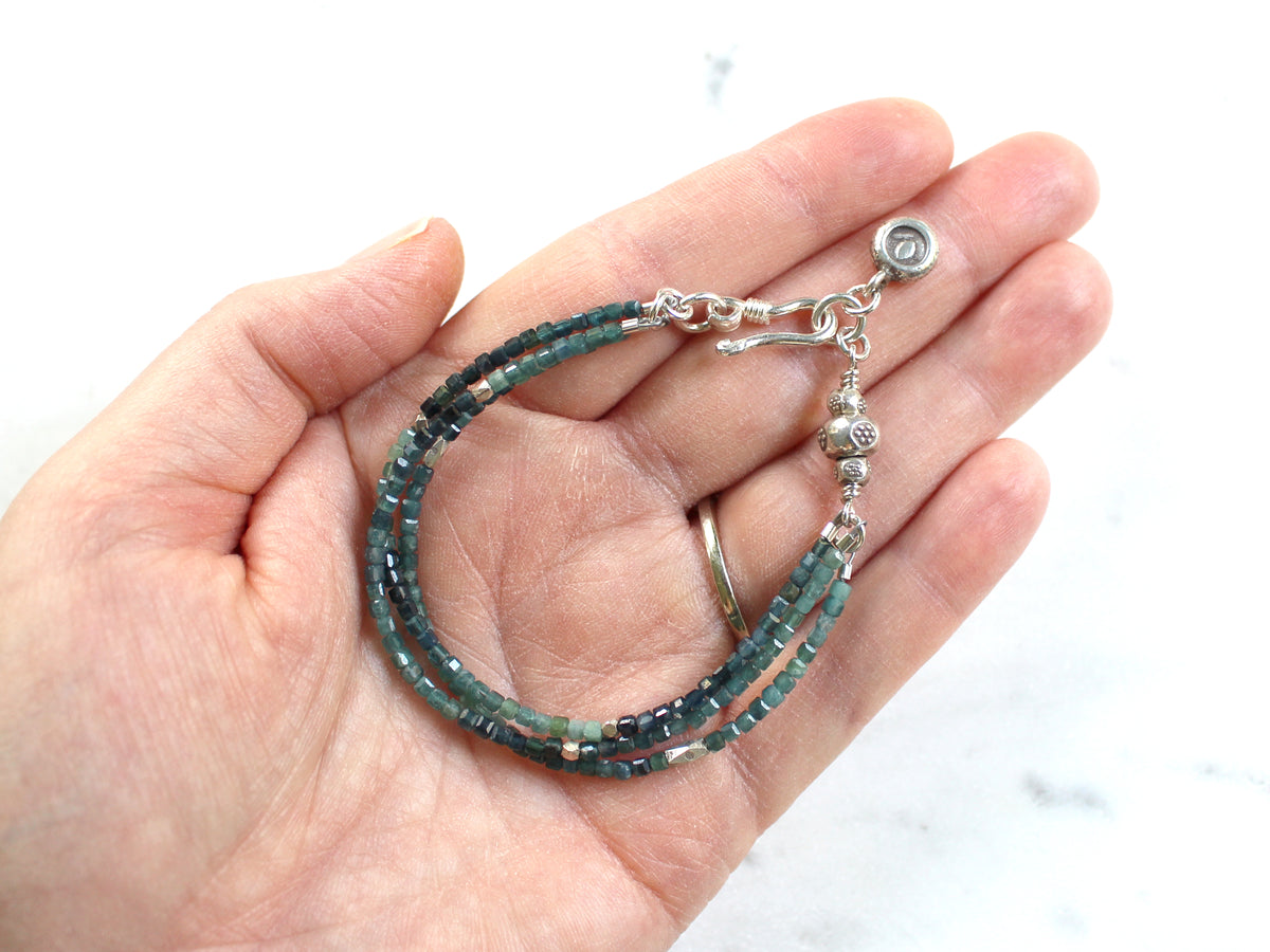 Blue Tourmaline and Hill Tribe Silver Bracelet