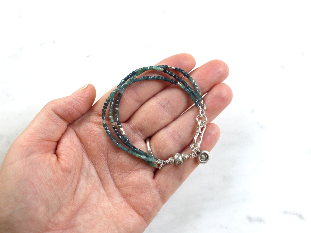 Blue Tourmaline and Hill Tribe Silver Bracelet