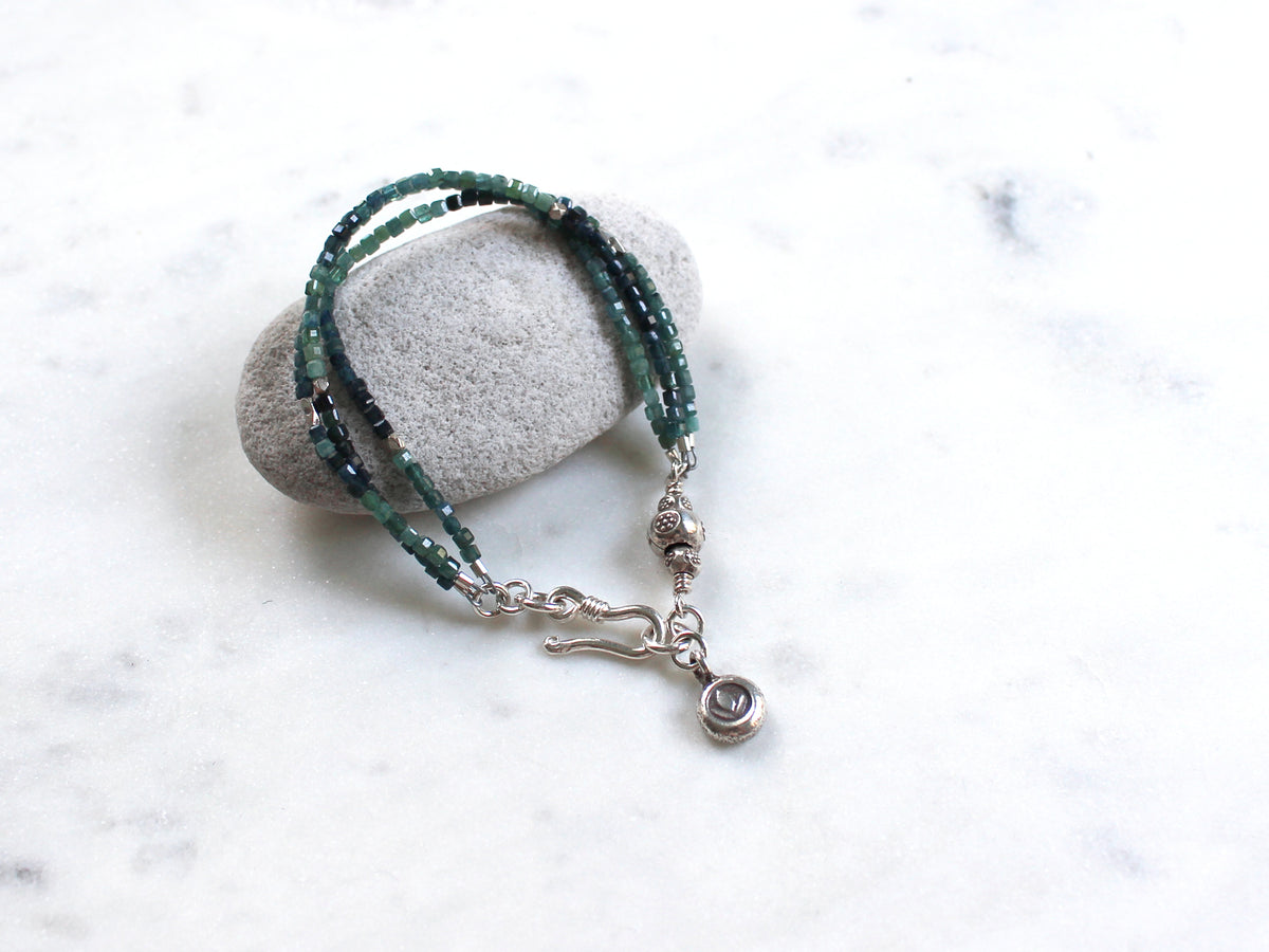 Blue Tourmaline and Hill Tribe Silver Bracelet