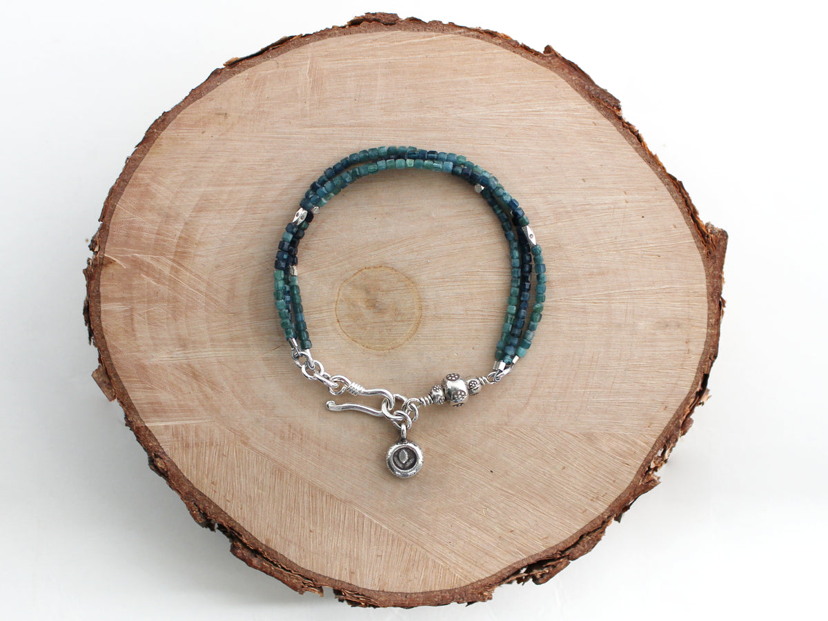 Blue Tourmaline and Hill Tribe Silver Bracelet