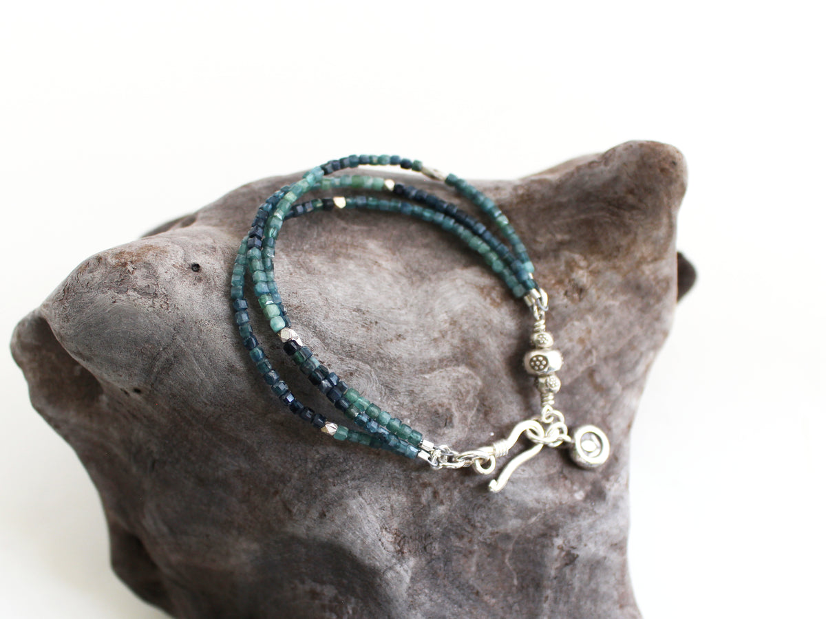 Blue Tourmaline and Hill Tribe Silver Bracelet