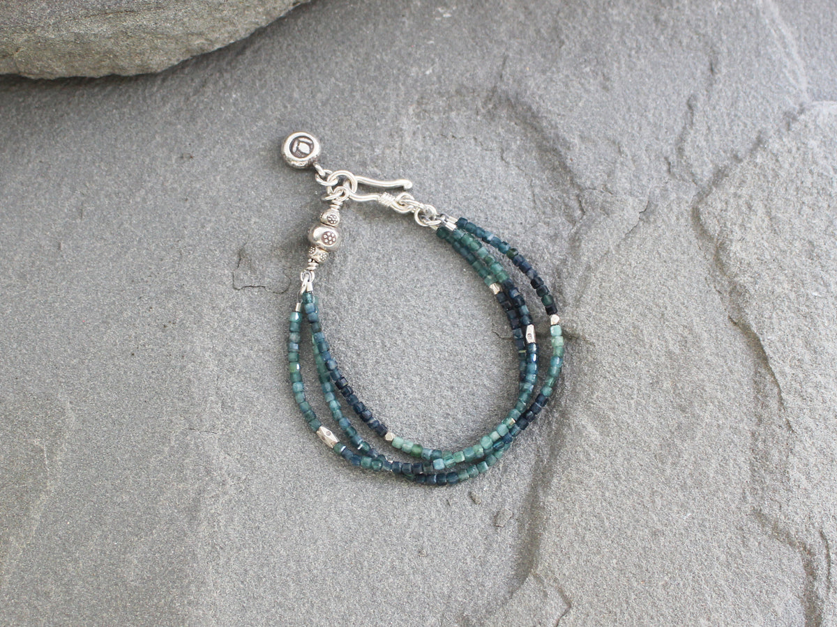 Blue Tourmaline and Hill Tribe Silver Bracelet