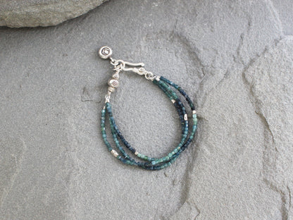 Blue Tourmaline and Hill Tribe Silver Bracelet
