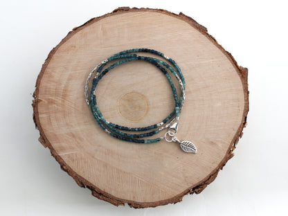Blue Tourmaline and Hill Tribe Silver Wrap Bracelet