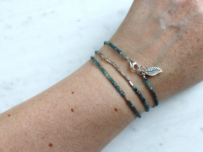 Blue Tourmaline and Hill Tribe Silver Wrap Bracelet