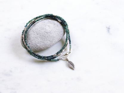 Blue Tourmaline and Hill Tribe Silver Wrap Bracelet