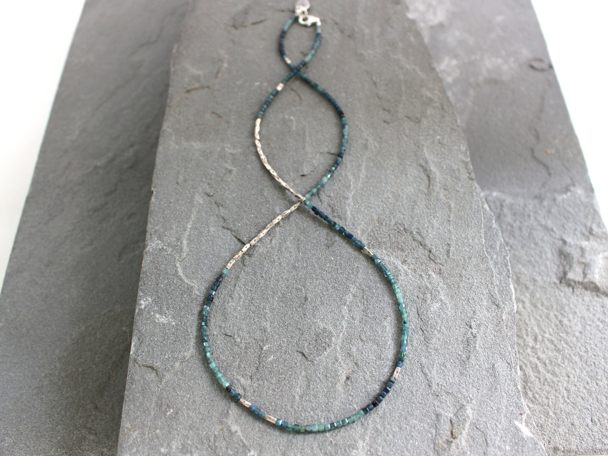 Blue Tourmaline and Hill Tribe Silver Wrap Bracelet