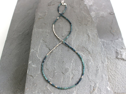 Blue Tourmaline and Hill Tribe Silver Wrap Bracelet