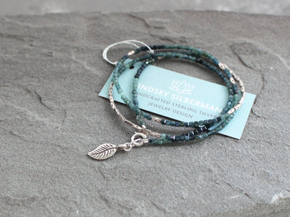 Blue Tourmaline and Hill Tribe Silver Wrap Bracelet