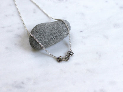 Sterling Silver Flower Trio Necklace