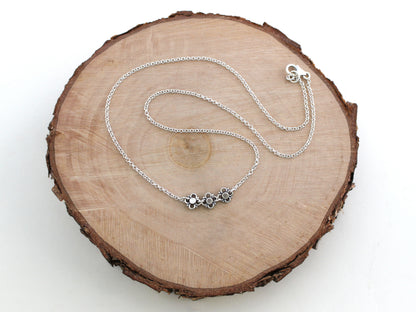 Sterling Silver Flower Trio Necklace