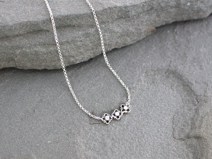 Sterling Silver Flower Trio Necklace