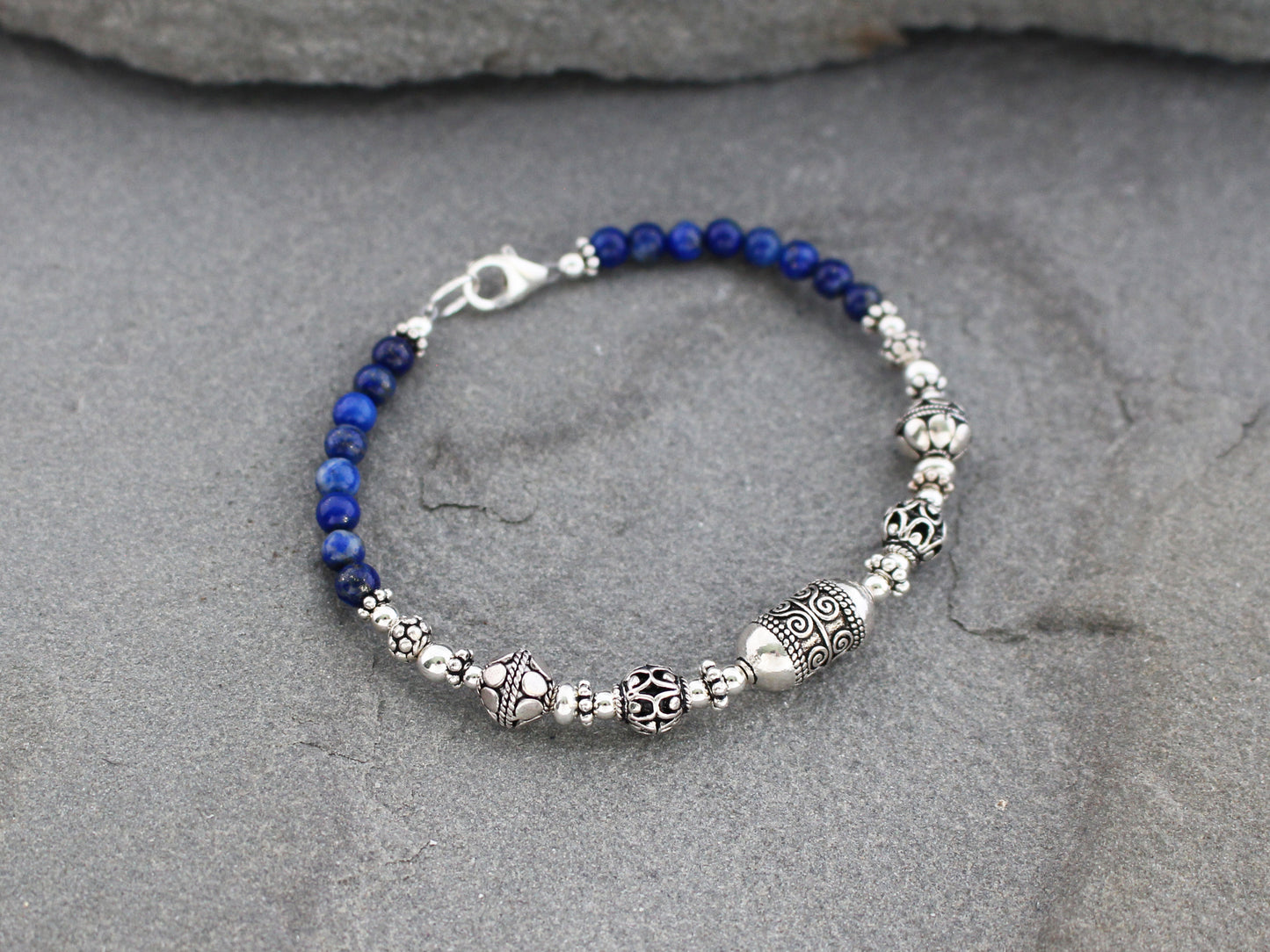 Lapis Lazuli and Sterling Silver Bracelet