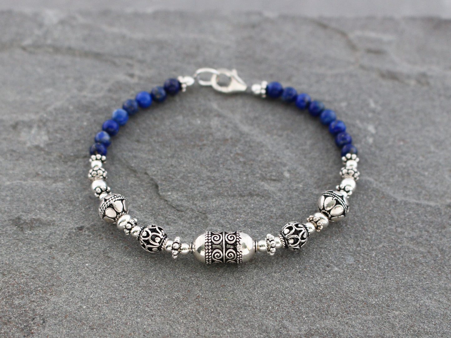 Lapis Lazuli and Sterling Silver Bracelet