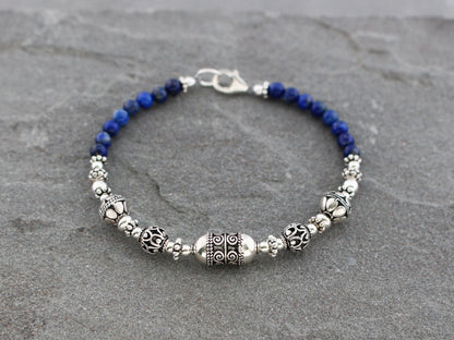 Lapis Lazuli and Sterling Silver Bracelet