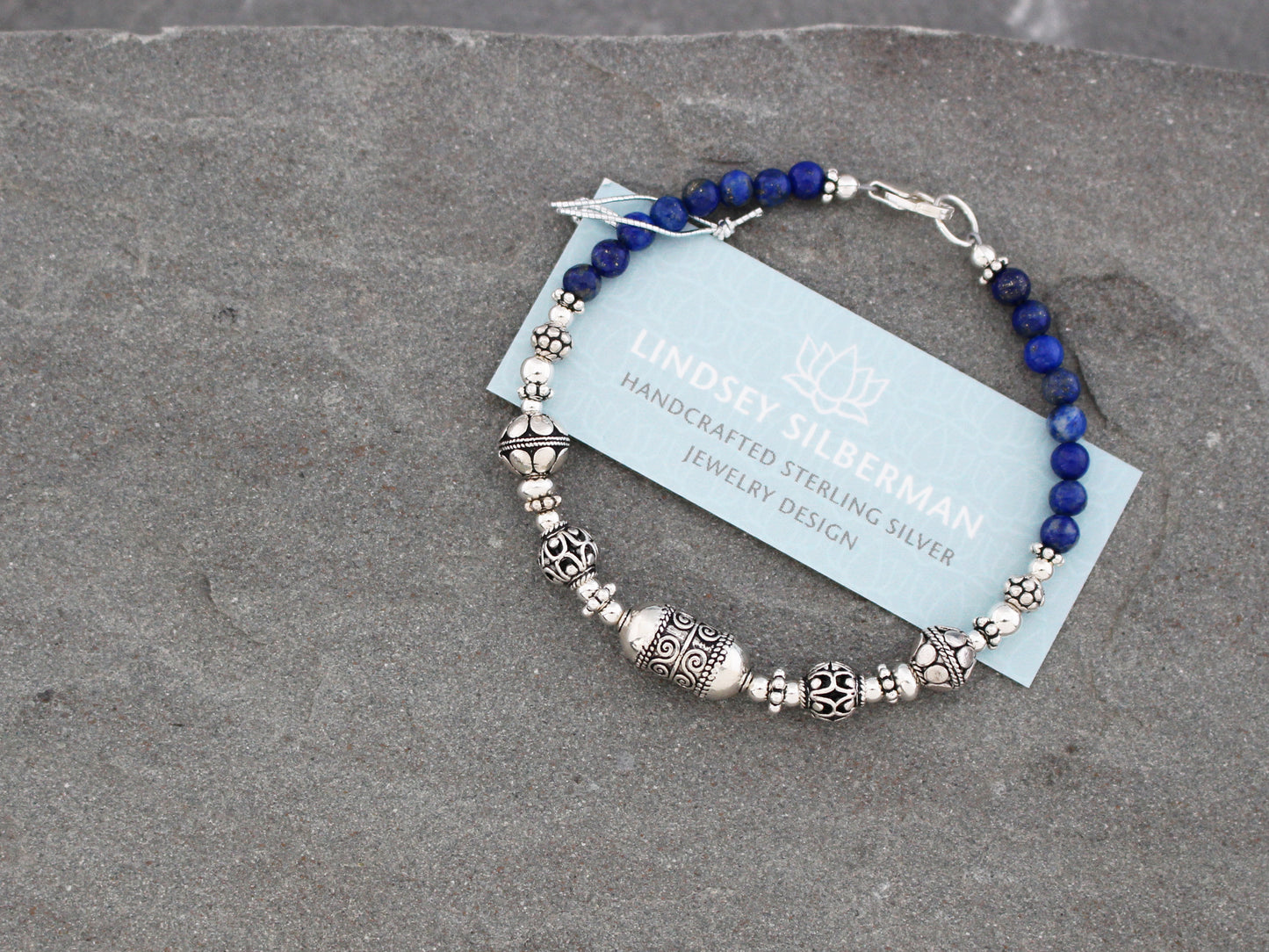 Lapis Lazuli and Sterling Silver Bracelet